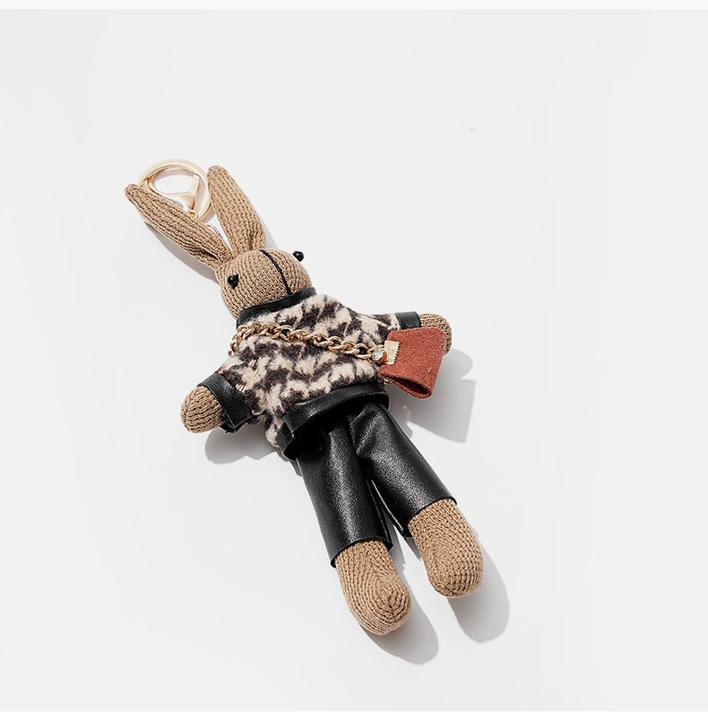 Houndstooth Bunny Plush Bag Charm