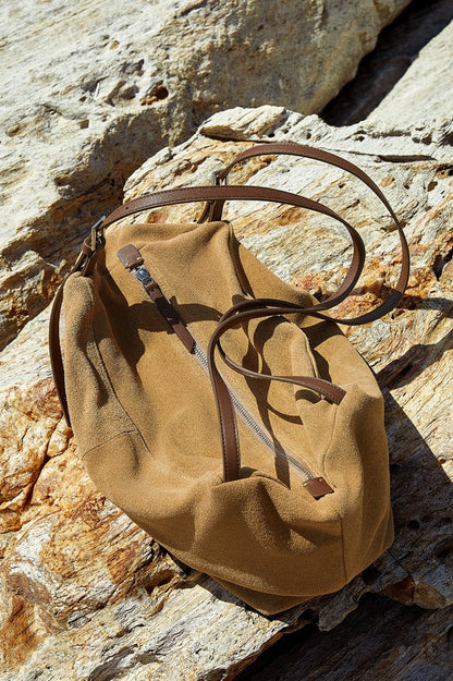 Minimalist Suede Leather Hobo Bag