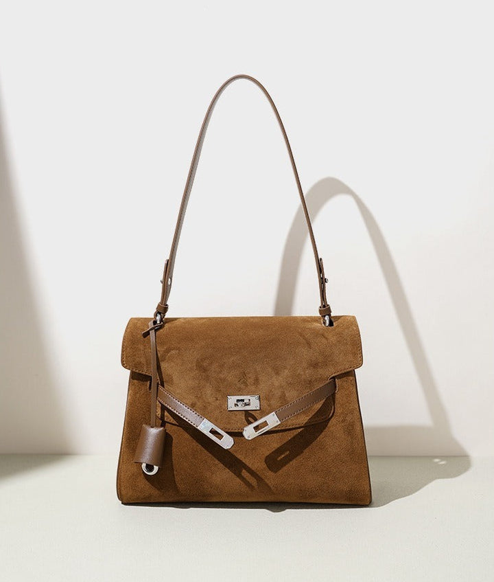 Suede Aura Flap Shoulder Bag