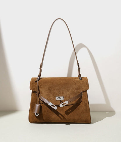 Suede Aura Flap Shoulder Bag