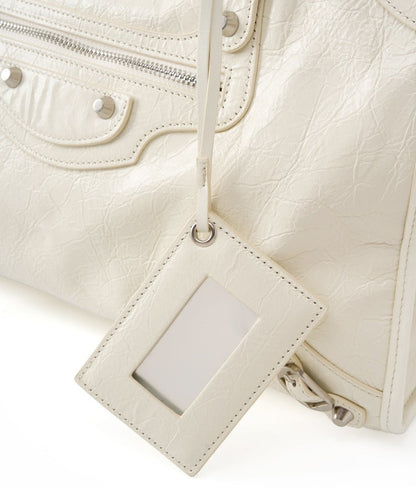 Crinkled Leather Rivet City Tote