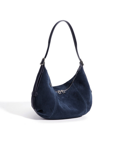 Suede Crescent Shoulder Bag