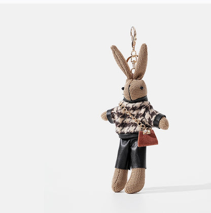 Houndstooth Bunny Plush Bag Charm