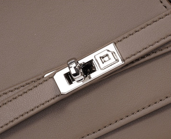 Leather East-West Turn-Lock Shoulder Bag