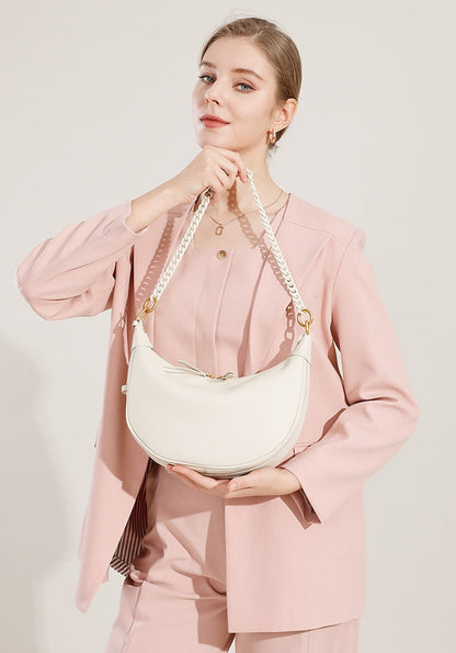 Elegant Pebbled Leather Crescent Bag
