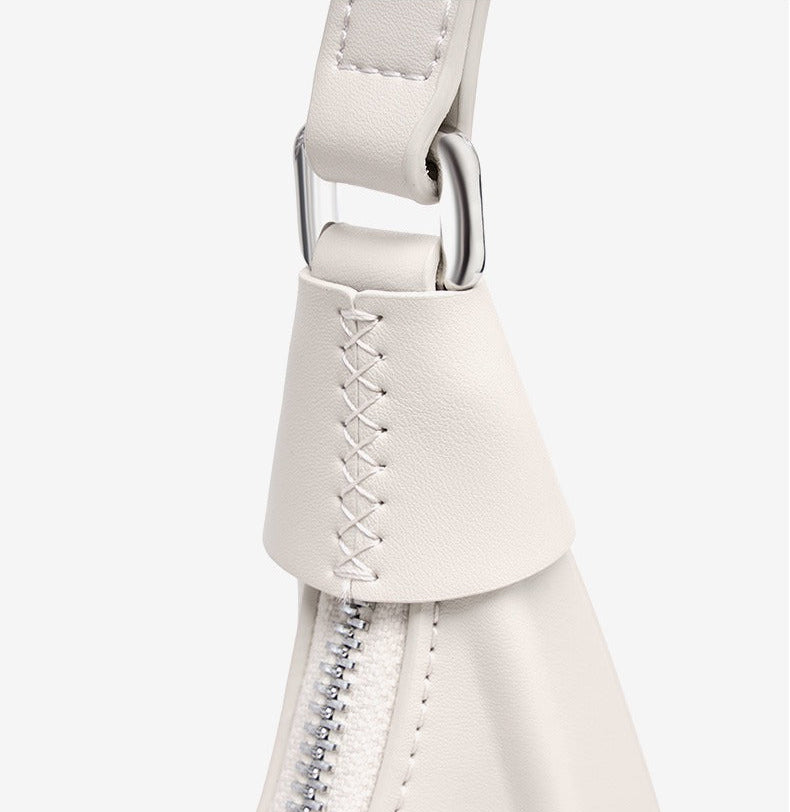 Minimalist Structured Leather Crescent Bag