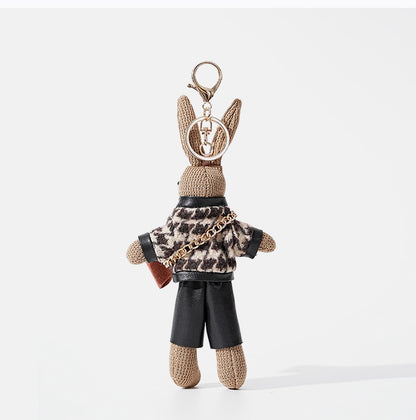 Houndstooth Bunny Plush Bag Charm