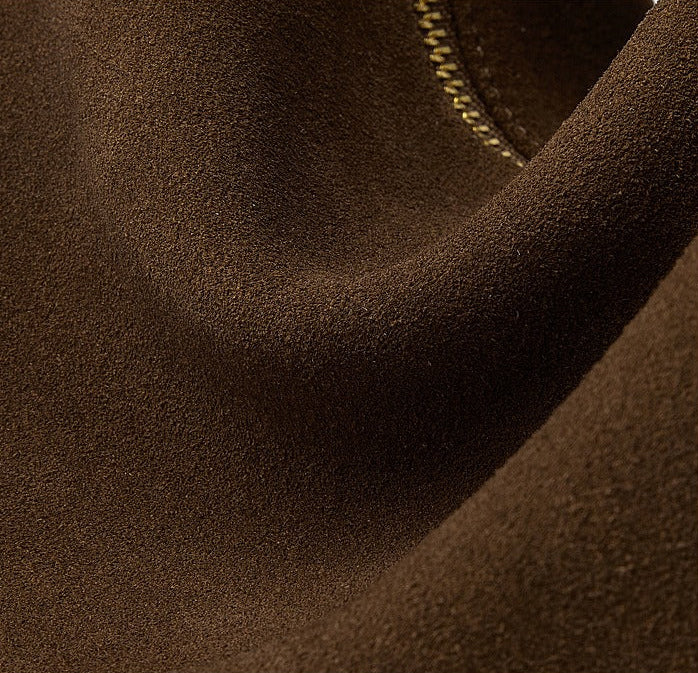 Suede Leather Shoulder Boston Bag