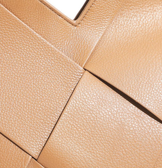 Woven Leather Geometric Tote Bag