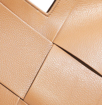Woven Leather Geometric Tote Bag
