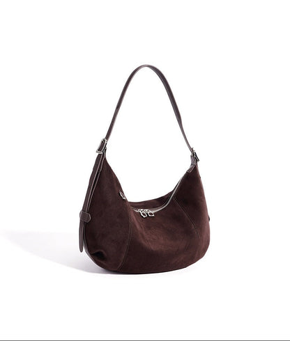 Suede Crescent Shoulder Bag