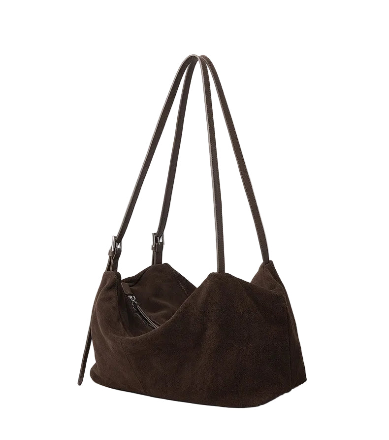 Minimalist Suede Leather Hobo Bag