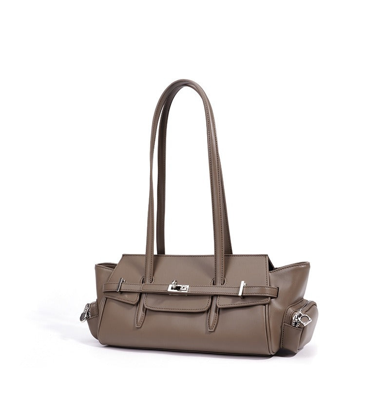 Leather East-West Turn-Lock Shoulder Bag
