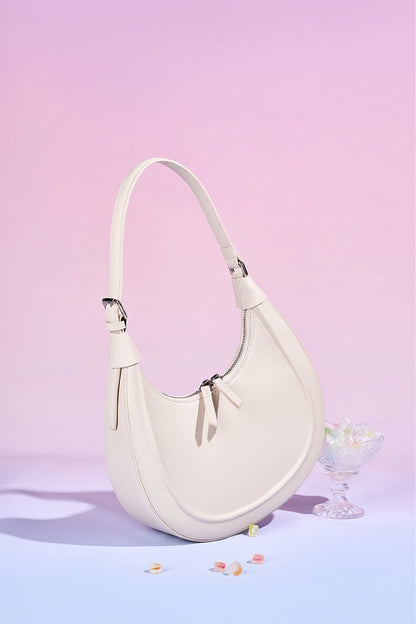 Minimalist Structured Leather Crescent Bag