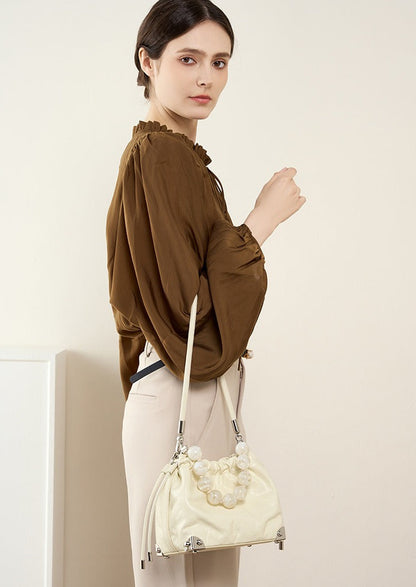 Chic Metallic Leather Drawstring Bag