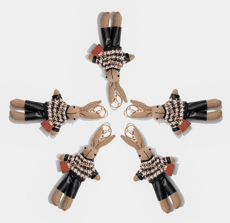 Houndstooth Bunny Plush Bag Charm