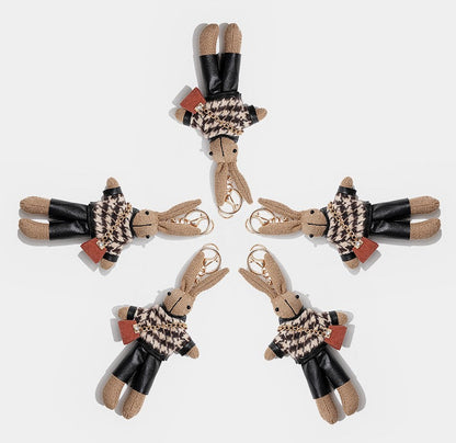 Houndstooth Bunny Plush Bag Charm