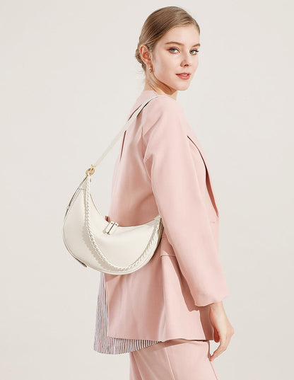 Elegant Pebbled Leather Crescent Bag
