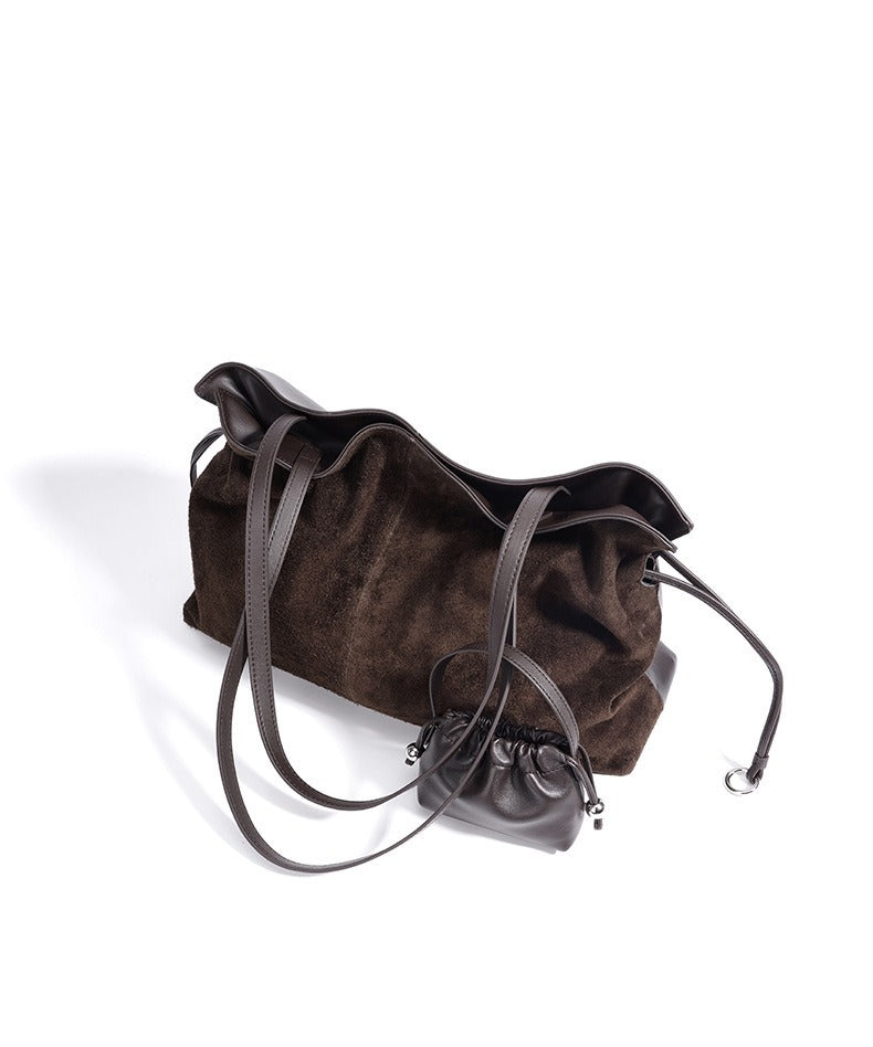 Large Suede Tote with Mini Pouch