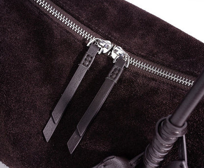 Suede Leaf Charm Shoulder Bag