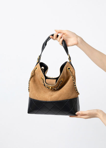 Quilted Suede Chain Bucket Bag