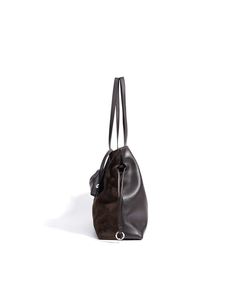 Large Suede Tote with Mini Pouch
