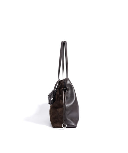 Large Suede Tote with Mini Pouch
