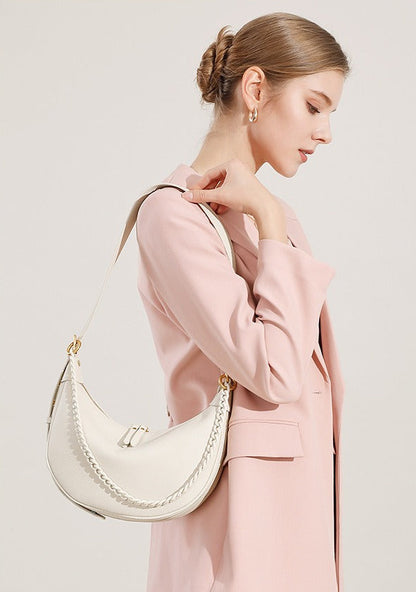 Elegant Pebbled Leather Crescent Bag