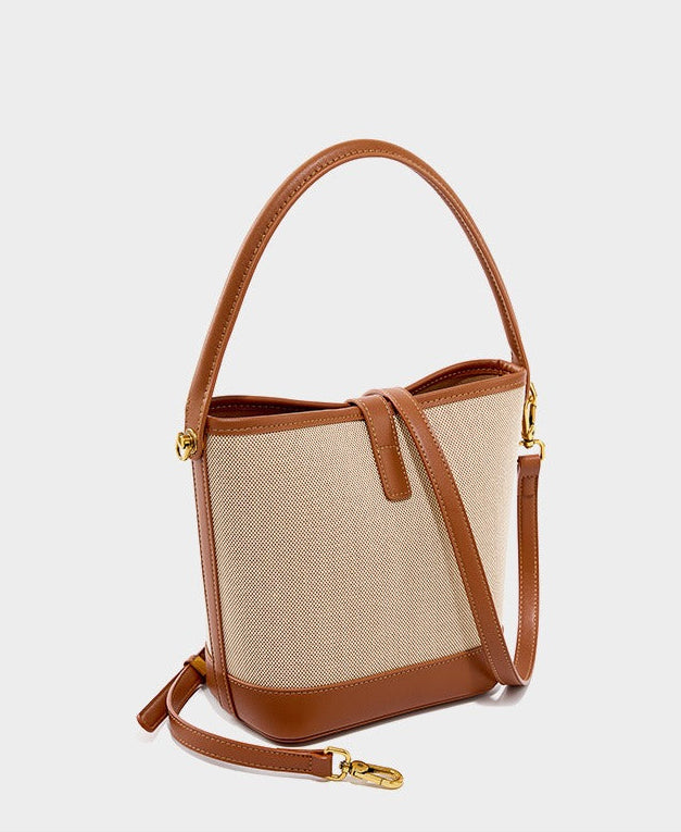 Minimalist Canvas Leather Bucket Bag