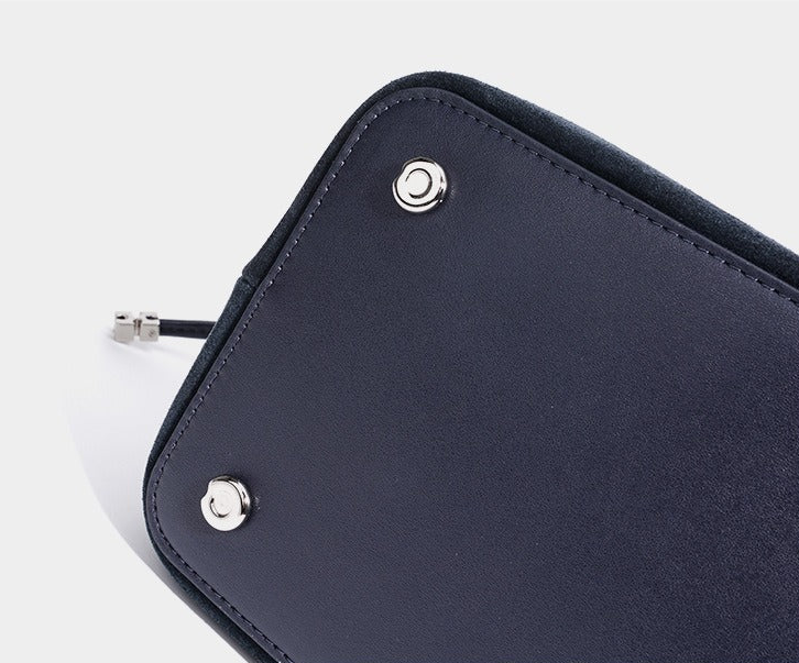 Suede Braided Handle Bucket Bag