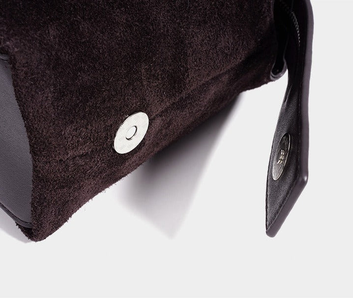 Suede Leaf Charm Shoulder Bag