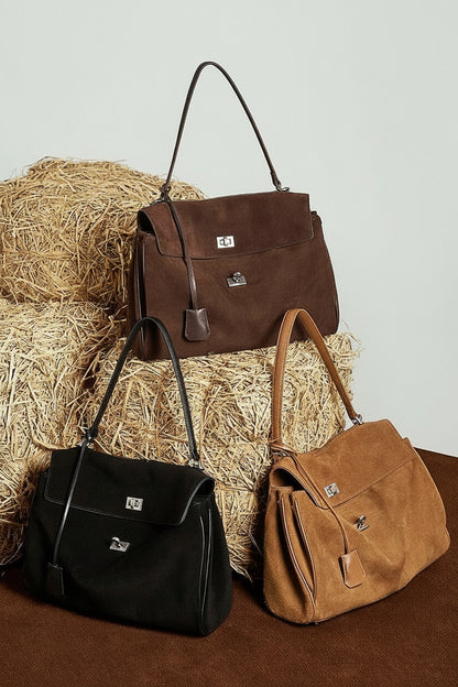 Suede Leather Shoulder Satchel Bag