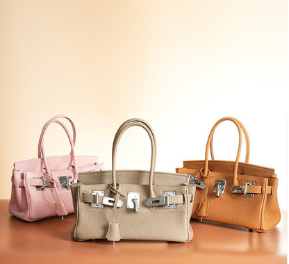 Pebbled Leather Horizontal Lock Handbag