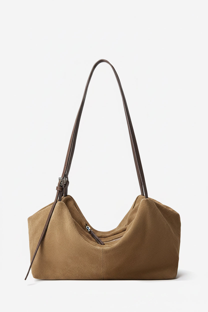 Minimalist Suede Leather Hobo Bag