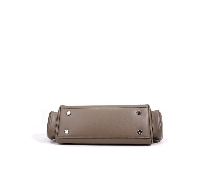 Leather East-West Turn-Lock Shoulder Bag