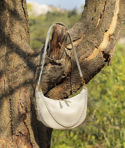 Elegant Pebbled Leather Crescent Bag