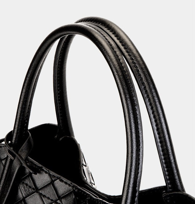 Woven Leather Charm Tote Bag