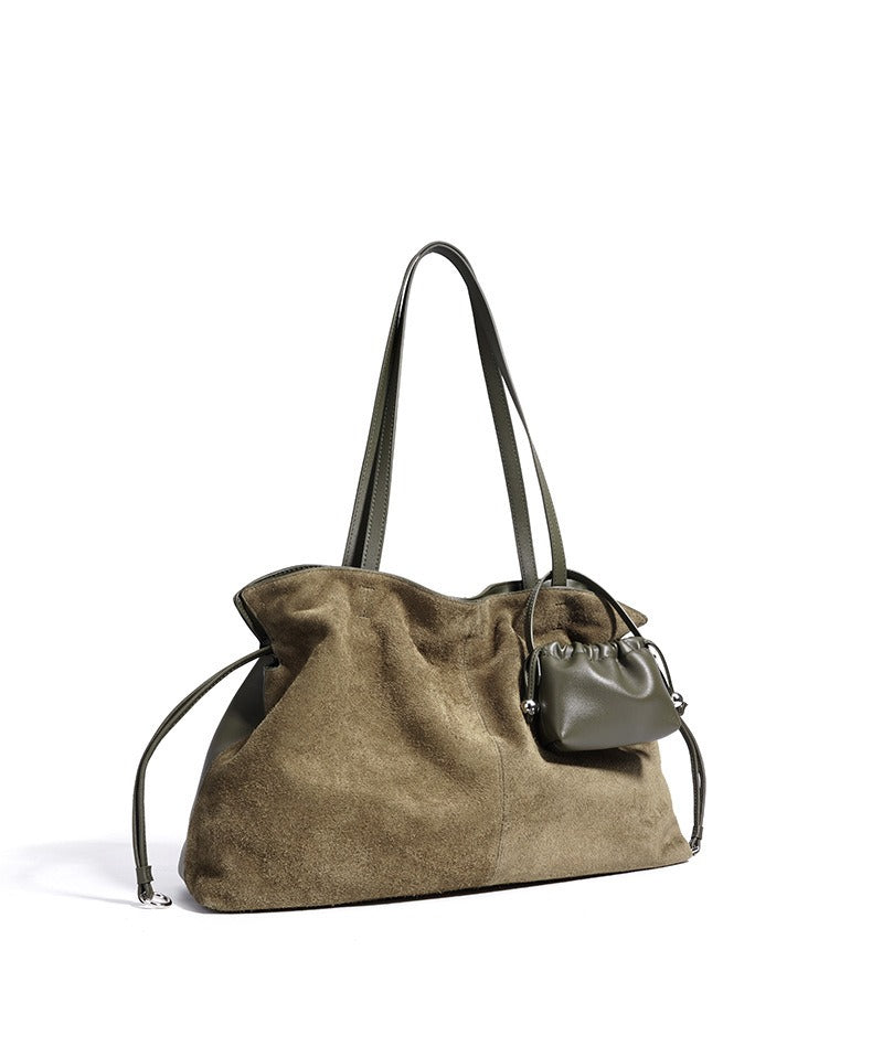 Large Suede Tote with Mini Pouch
