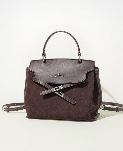 Suede Microfiber Top-Handle Shoulder Bag