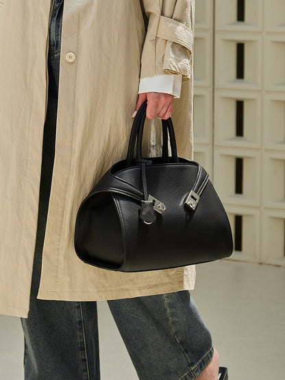Elegant Pebbled Leather Satchel Bag