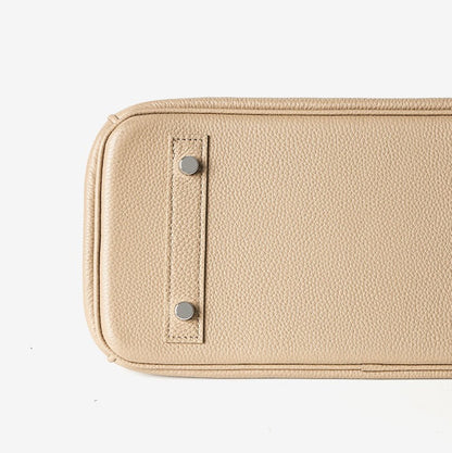 Pebbled Leather Horizontal Lock Handbag