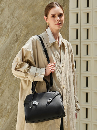 Elegant Pebbled Leather Satchel Bag