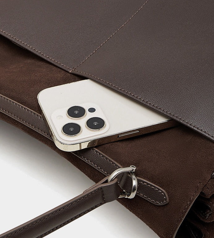 Suede Leather Shoulder Satchel Bag
