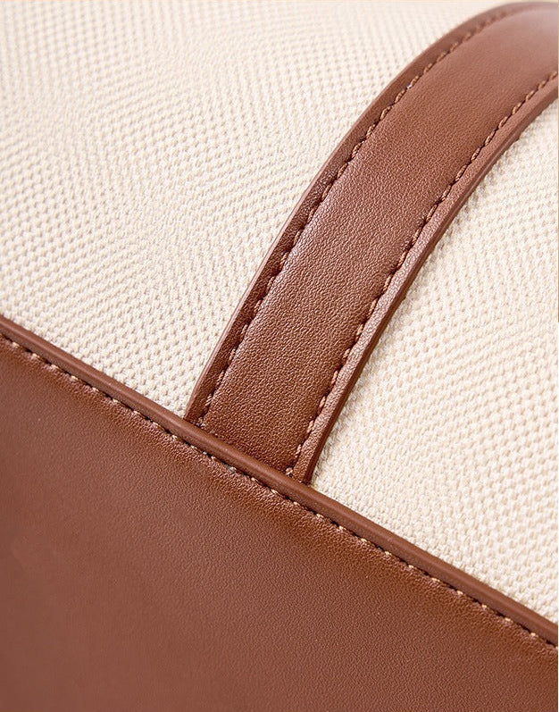 Colorblock Woven Leather Tote Bag