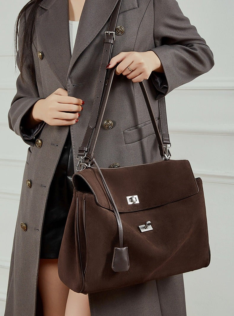 Suede Leather Shoulder Satchel Bag
