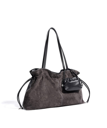 Large Suede Tote with Mini Pouch