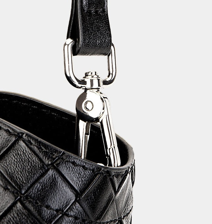 Woven Leather Charm Tote Bag