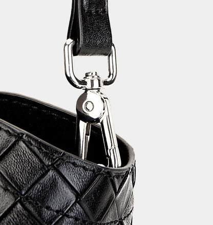 Woven Leather Charm Tote Bag