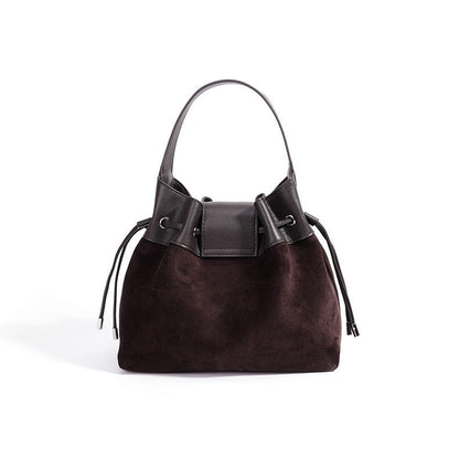 Suede Leather Bucket Shoulder Bag