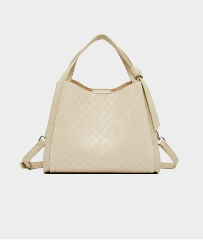 Woven Leather Bucket Tote Bag